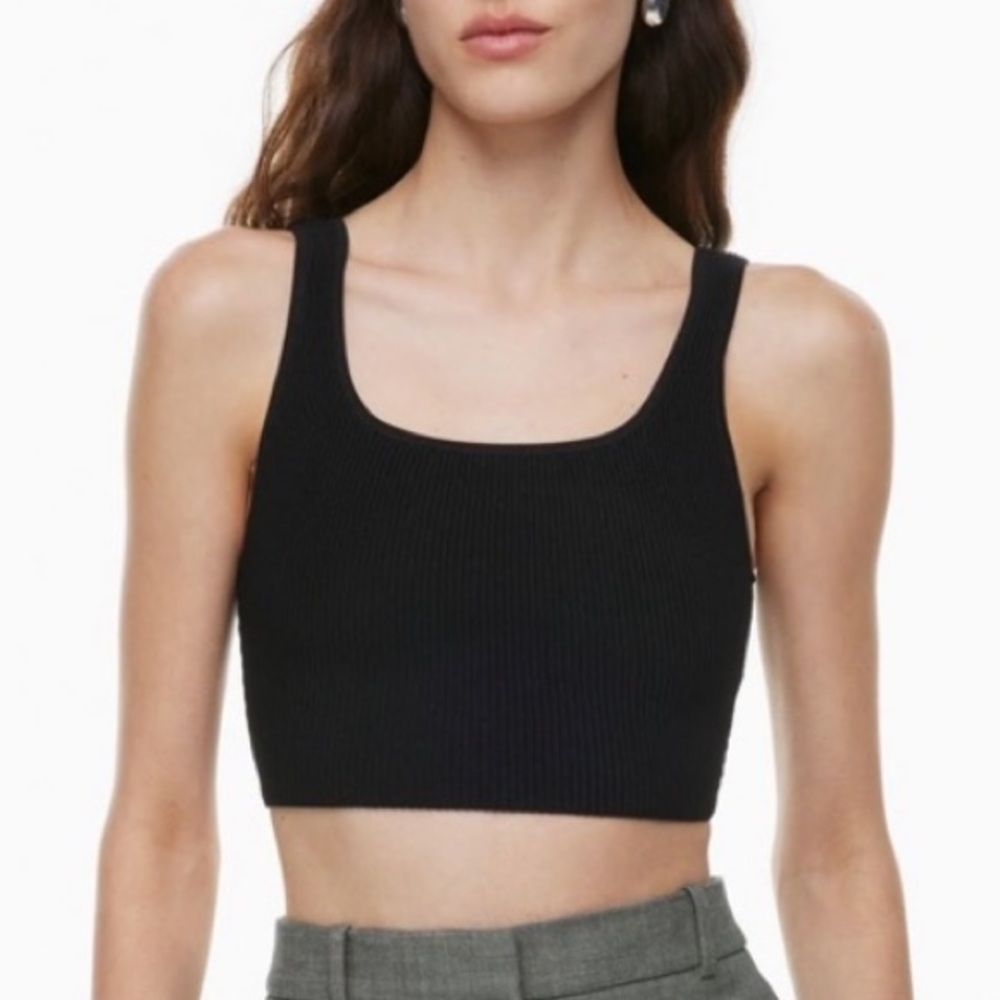 Babaton Sculpt Knit Square Neck Tank Top in Black